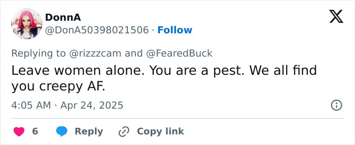 Tweet condemning a creepy influencer secretly filming a woman with smart glasses and calling for respect for women. Tweet condemning a creepy influencer secretly filming a woman with smart glasses and calling for respect for women.