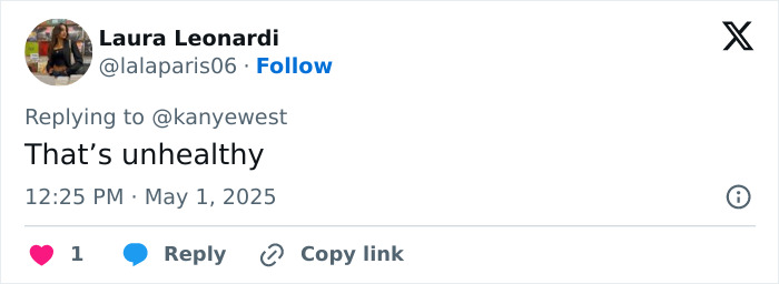 Screenshot of a Twitter reply to Kanye West's post about being subservient to Bianca Censori's master. Screenshot of a Twitter reply to Kanye West's post about being subservient to Bianca Censori's master.