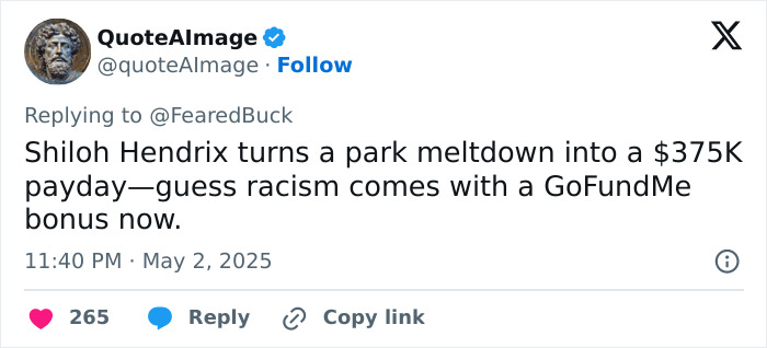 Screenshot of a tweet discussing a woman raising hundreds in a GoFundMe after a racist playground incident. Screenshot of a tweet discussing a woman raising hundreds in a GoFundMe after a racist playground incident.