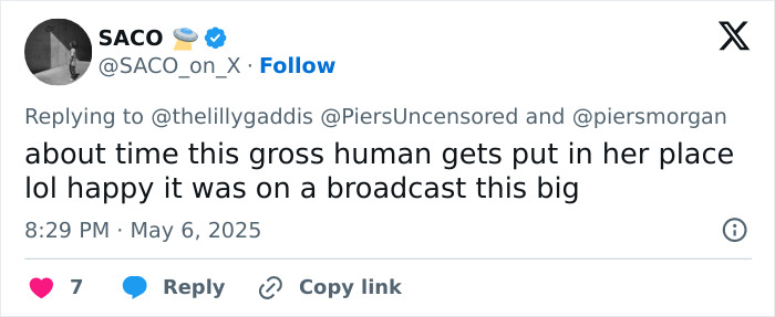 Tweet from user SACO criticizing a woman, related to trad-wife influencer defending white mom fundraiser controversy. Tweet from user SACO criticizing a woman, related to trad-wife influencer defending white mom fundraiser controversy.