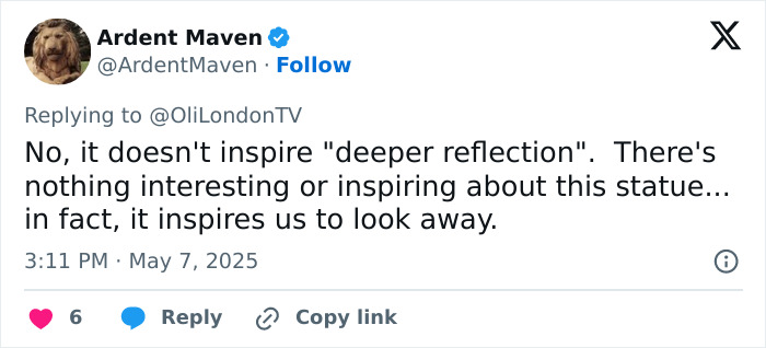 Twitter reply criticizing the statue of Black woman in NYC Times Square, sparking public debate and reflection. Twitter reply criticizing the statue of Black woman in NYC Times Square, sparking public debate and reflection.