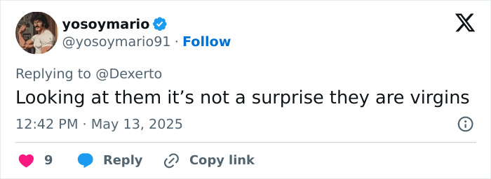Tweet on a social media platform reacting to a new reality show featuring singles in raunchy challenges to lose their virginity. Tweet on a social media platform reacting to a new reality show featuring singles in raunchy challenges to lose their virginity.