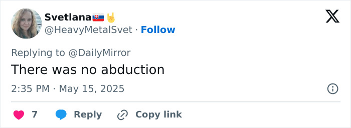Screenshot of a tweet denying abduction related to the disturbing moment as Madeleine McCann suspect smirks. Screenshot of a tweet denying abduction related to the disturbing moment as Madeleine McCann suspect smirks.