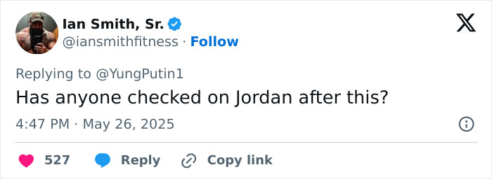 Tweet by Ian Smith Sr. discussing Jordan Peterson, questioning his wellbeing after a brutal atheist debate. Tweet by Ian Smith Sr. discussing Jordan Peterson, questioning his wellbeing after a brutal atheist debate.