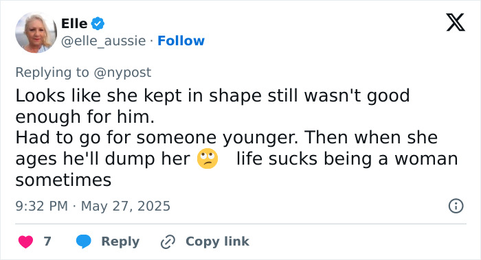 Screenshot of a social media reply discussing betrayal and divorce involving Deborra-Lee Furness and Hugh Jackman. Screenshot of a social media reply discussing betrayal and divorce involving Deborra-Lee Furness and Hugh Jackman.