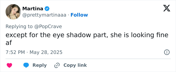 Social media comment about Jenna Ortega, mentioning her look and style while discussing tension and fear. Social media comment about Jenna Ortega, mentioning her look and style while discussing tension and fear.