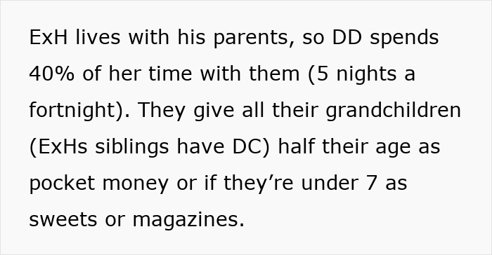 Text discussing jealous grandparents unhappy about ex-in-laws giving money to child, causing family tension over generosity. Text discussing jealous grandparents unhappy about ex-in-laws giving money to child, causing family tension over generosity.