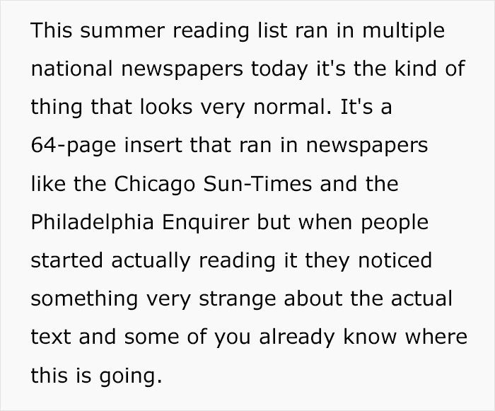 Summer reading list runs in major newspapers reveal many books on the list do not actually exist or are strange. Summer reading list runs in major newspapers reveal many books on the list do not actually exist or are strange.