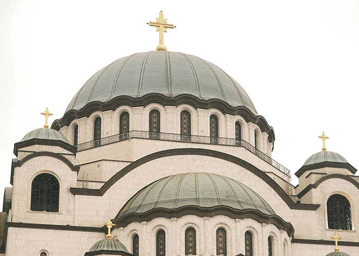Dome and crosses of an Orthodox church representing cultural aspects of living in home countries worldwide.