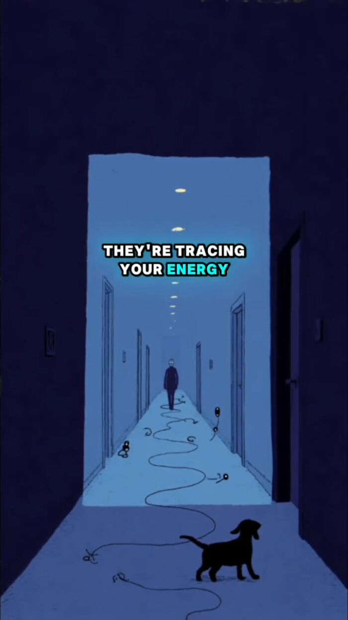 Illustration of a dog tracing the energy of its human in a hallway, depicting what dogs go through after their human passes.