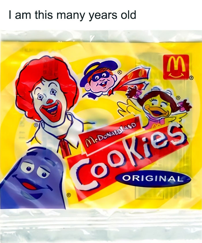 Vintage McDonalds cookies packaging featuring Ronald McDonald and characters, evoking nostalgic memories from childhood.
