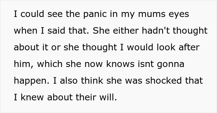 Text excerpt showing panic and shock in a family conflict involving a daughter refusing to invite a bully to a wedding. Text excerpt showing panic and shock in a family conflict involving a daughter refusing to invite a bully to a wedding.