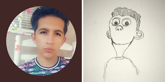 Profile pic paired with a hilarious makeover drawing by an artist.