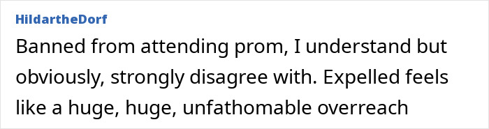 Comment expressing disagreement with teen girl expelled from Christian school over her trans prom date. Comment expressing disagreement with teen girl expelled from Christian school over her trans prom date.