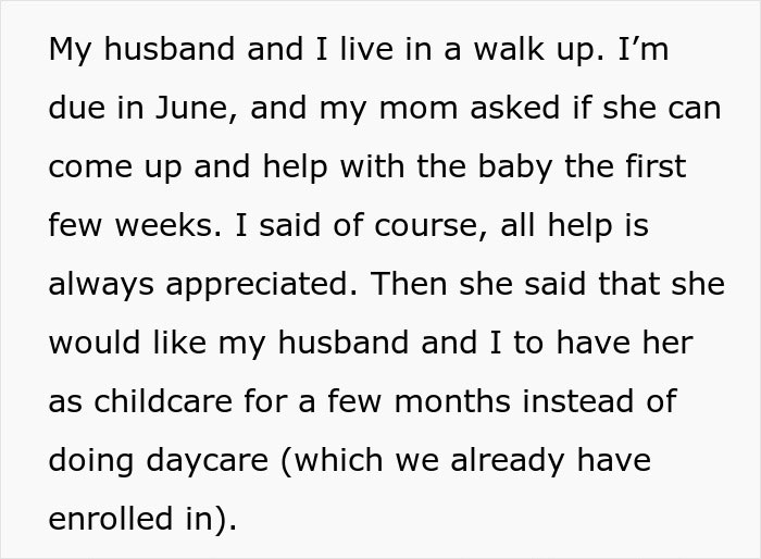 Text excerpt discussing a woman’s concerns about her obese mom babysitting her newborn, sparking fat shaming debate. Text excerpt discussing a woman’s concerns about her obese mom babysitting her newborn, sparking fat shaming debate.