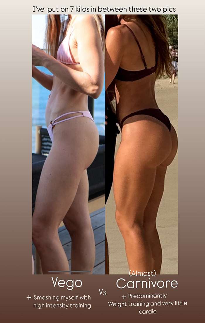 Big Brother star shows stunning body transformation in bikini after switching from veganism to meat diet and weight training. Big Brother star shows stunning body transformation in bikini after switching from veganism to meat diet and weight training.