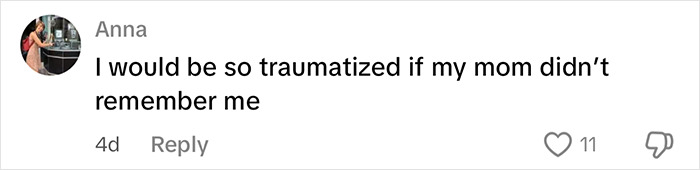Comment on social media showing emotional reaction about mom giving birth, reflecting on mom waking from surgery unprepared for kids. Comment on social media showing emotional reaction about mom giving birth, reflecting on mom waking from surgery unprepared for kids.