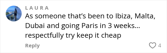 Comment by user Laura sharing travel experiences and advice on keeping hen party costs affordable in an online debate. Comment by user Laura sharing travel experiences and advice on keeping hen party costs affordable in an online debate.