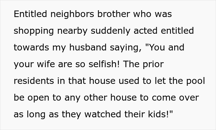 Entitled neighbors sending their relatives to use my pool without my consent, causing conflict and frustration. Entitled neighbors sending their relatives to use my pool without my consent, causing conflict and frustration.