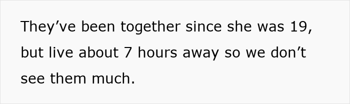 Text excerpt about a long-distance relationship causing a family trip conflict over boyfriends not counted as family. Text excerpt about a long-distance relationship causing a family trip conflict over boyfriends not counted as family.