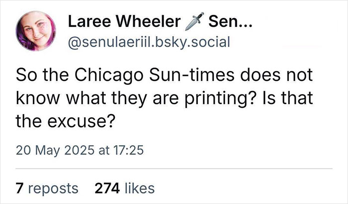 Tweet questioning accuracy of 2025 summer reading list runs in major newspapers and their published content. Tweet questioning accuracy of 2025 summer reading list runs in major newspapers and their published content.