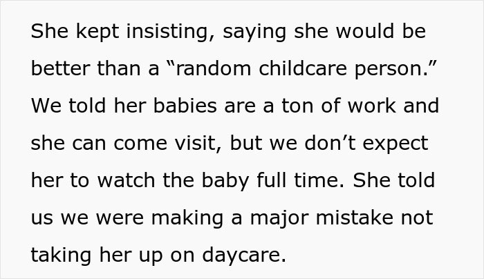 Text discussing a woman refusing obese mom to babysit her newborn, facing backlash for fat shaming concerns. Text discussing a woman refusing obese mom to babysit her newborn, facing backlash for fat shaming concerns.