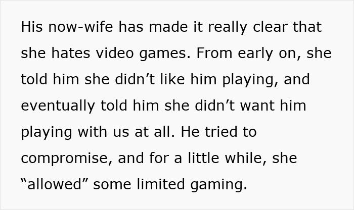 Man logs off gaming for good after fiancé says his gaming days are over, heartbreaking his siblings who love video games. Man logs off gaming for good after fiancé says his gaming days are over, heartbreaking his siblings who love video games.