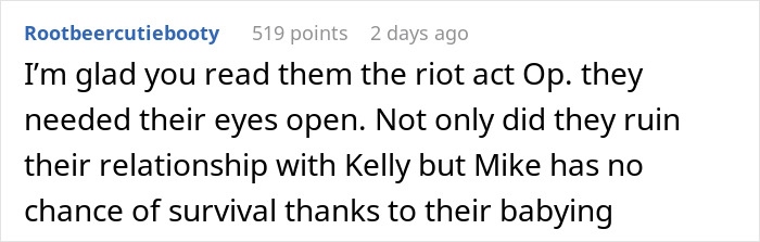 Screenshot of a Reddit comment discussing a couple going ballistic as daughter refuses to invite bully brother to wedding. Screenshot of a Reddit comment discussing a couple going ballistic as daughter refuses to invite bully brother to wedding.