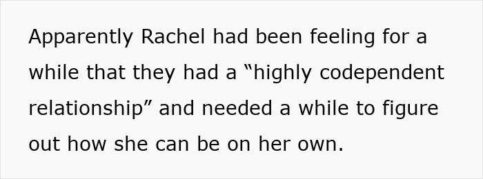 Text excerpt discussing a highly codependent relationship and efforts to become more independent. Text excerpt discussing a highly codependent relationship and efforts to become more independent.