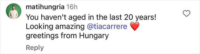 Comment praising '90s icon Tia Carrere, 58, for looking amazing and not aging over the last 20 years. Comment praising '90s icon Tia Carrere, 58, for looking amazing and not aging over the last 20 years.