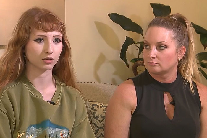 Teen girl and woman sitting indoors, discussing the controversy around a trans prom date at a Christian school. Teen girl and woman sitting indoors, discussing the controversy around a trans prom date at a Christian school.