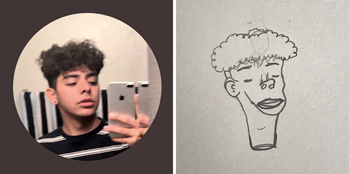 Profile pic and funny makeover sketch, showcasing artist's unique drawing style.