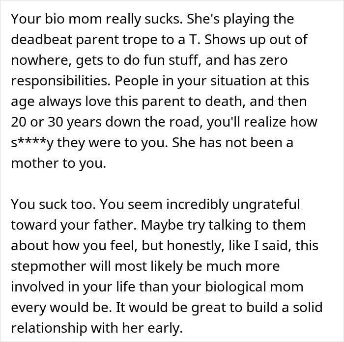 Teen refuses to be a birthday gift for stepmother, expressing loyalty to biological mom and family tension advice. Teen refuses to be a birthday gift for stepmother, expressing loyalty to biological mom and family tension advice.