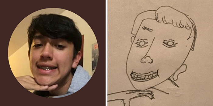 Person's profile pic with a humorous sketch makeover, featuring exaggerated facial features and a quirky expression.