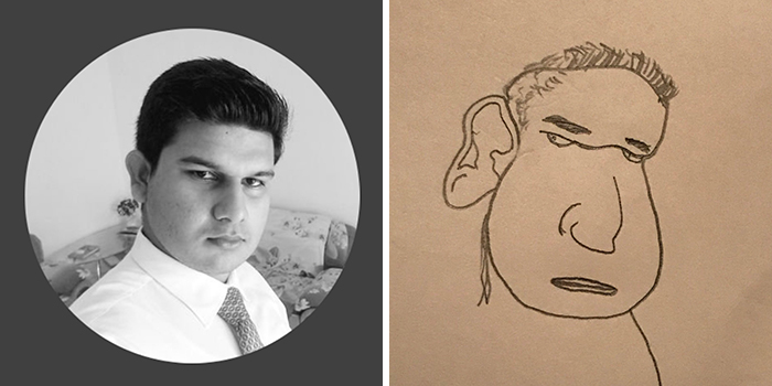 Profile pic with a hilarious makeover drawing, featuring exaggerated facial features.