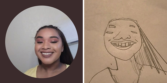 Person's profile pic humorously redrawn by an artist, highlighting a playful makeover transformation.