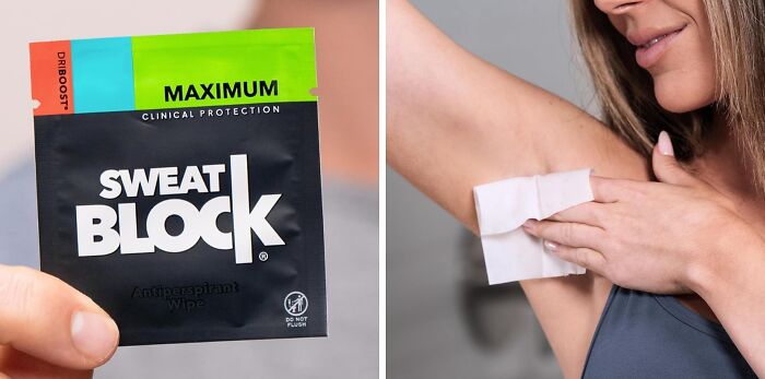 Close-up of an antiperspirant wipe held in hand and applied underarm for adulting personal care essentials.