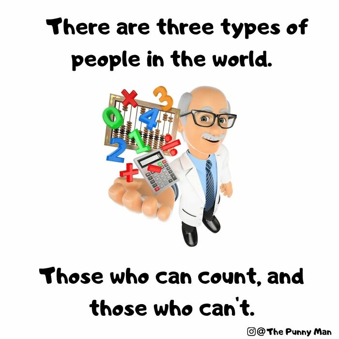 Cartoon scientist holding math symbols and calculator in a funny comic based on puns that are so bad they’re good.