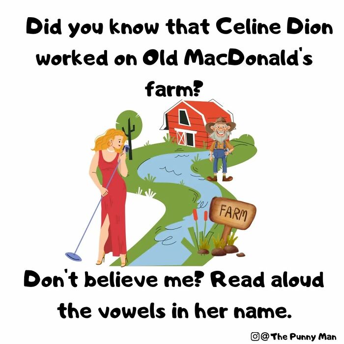 Pun comic showing a woman singing on a farm with a farmer, illustrating funny puns based on wordplay.