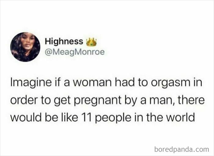 Tweet humor about pregnancy and relationships, highlighting relatable shower feels and funny social commentary.