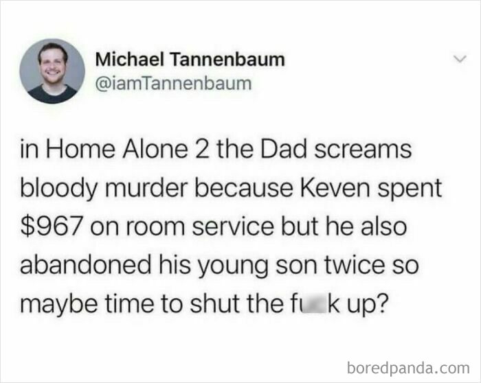 Screenshot of a humorous social media post discussing Home Alone 2 and relatable shower feels moments.