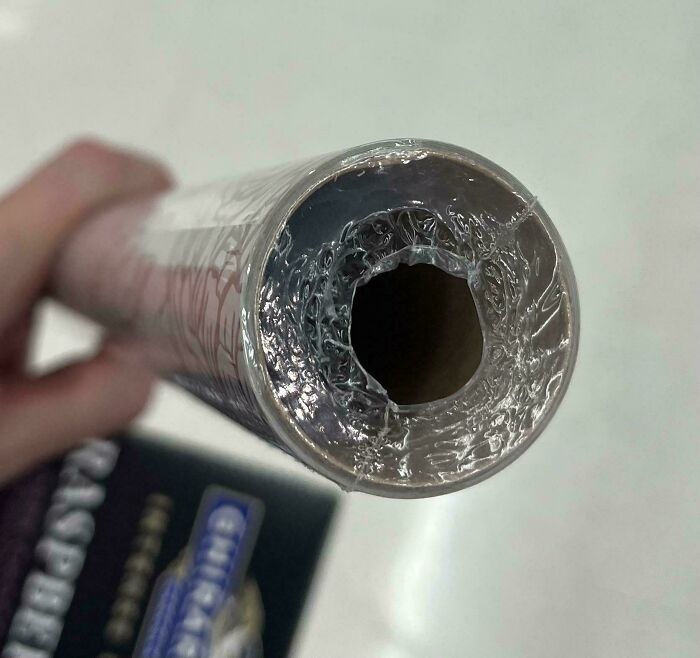 Close-up of a nearly empty product roll showing smaller product size and packaging shrinkage trend.