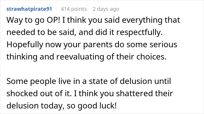 Reddit comment praising OP for handling a situation involving a couple going ballistic over wedding invitations and a bully brother. Reddit comment praising OP for handling a situation involving a couple going ballistic over wedding invitations and a bully brother.