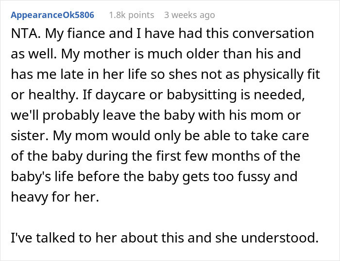Text post on social media discussing concerns about obese mom babysitting newborn and potential fat shaming. Text post on social media discussing concerns about obese mom babysitting newborn and potential fat shaming.