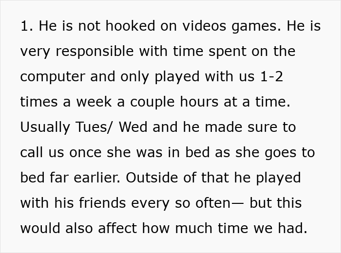 Text excerpt about a man responsible with gaming time before logging off, breaking siblings’ hearts. Text excerpt about a man responsible with gaming time before logging off, breaking siblings’ hearts.