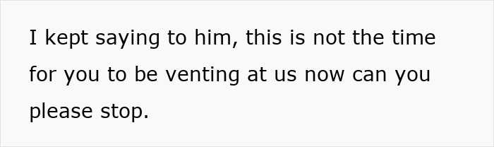 Text message displaying a plea to stop venting during a stressful moment involving a sick father and hospital drive. Text message displaying a plea to stop venting during a stressful moment involving a sick father and hospital drive.