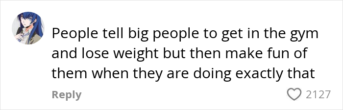 Comment criticizing people for targeting those over 200 lbs doing Pilates, highlighting gym weight loss hypocrisy. Comment criticizing people for targeting those over 200 lbs doing Pilates, highlighting gym weight loss hypocrisy.