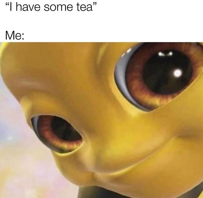 Close-up of a yellow animated character’s face with wide eyes reacting in a funny meme about relatable humor today.