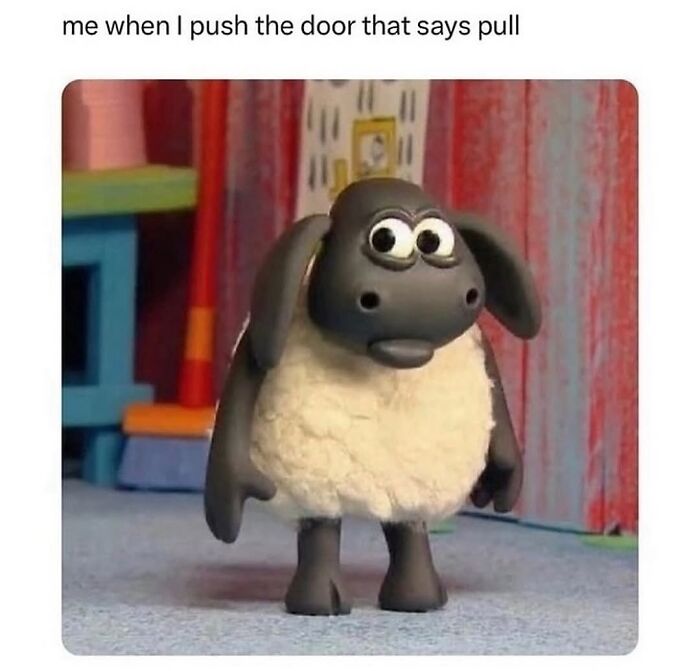 Stop-motion sheep character looking confused, illustrating relatable memes for those who could use a chuckle today.