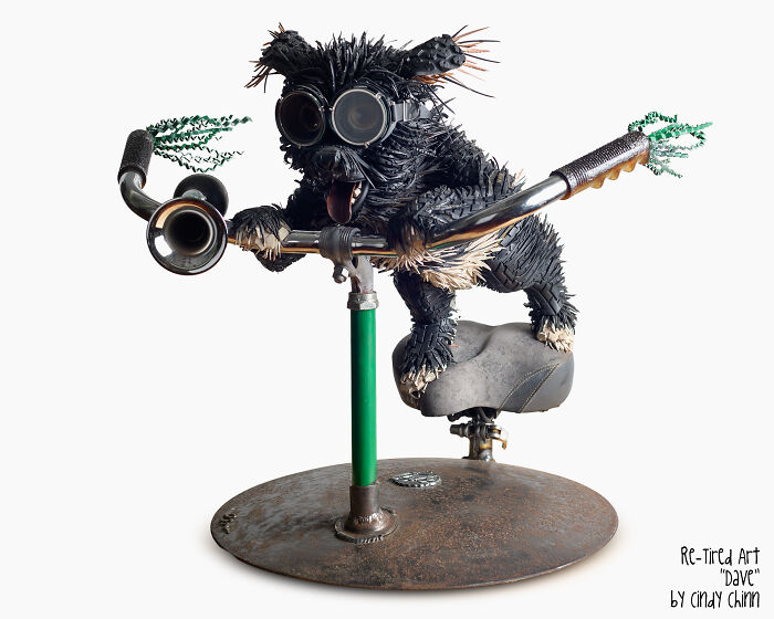 I Turn Discarded Bike Parts, Tubes, And Tires Into Sculptures I Turn Discarded Bike Parts, Tubes, And Tires Into Sculptures